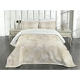 thumbnail image 1 of Ambesonne Marble Print Quilted Bedspread Set 3 Pcs, Pink Peach Cracks, Queen Size, Beige, 1 of 5
