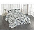 thumbnail image 1 of Ambesonne Marble Print Quilted Bedspread Set 3 Pcs, Stone Print Geometric, Twin, White Dark Blue and Eggshell, 1 of 4