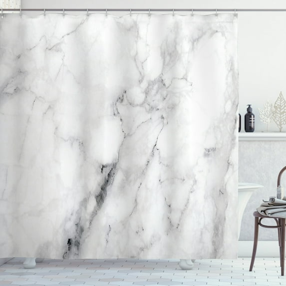 Ambesonne Marble Print Shower Curtain, Cracked Lines, 69"Wx75"L, Grey Dust White