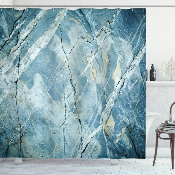 Ambesonne Marble Print Shower Curtain, Granite Stone, 69"Wx70"L, Pale Blue Grey