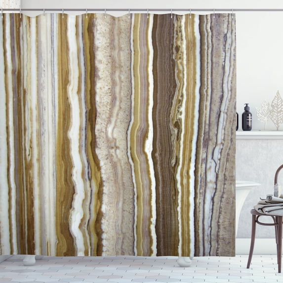 Ambesonne Marble Print Shower Curtain, Marble Rock Patterns, 69"Wx84"L, Mustard Brown
