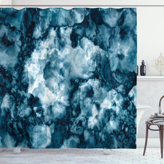 Ambesonne Marble Print Shower Curtain, Marble Stone Effect, 69"Wx75"L, Blue