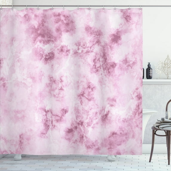 Ambesonne Marble Print Shower Curtain, Stormy Details Pattern, 69"Wx75"L, Pale Pink
