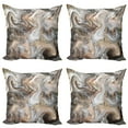 thumbnail image 1 of Ambesonne Marble Print Throw Pillow Cover 4 Pack, Retro Paintbrush, 16", Sand Brown and Pale Grey, 1 of 5