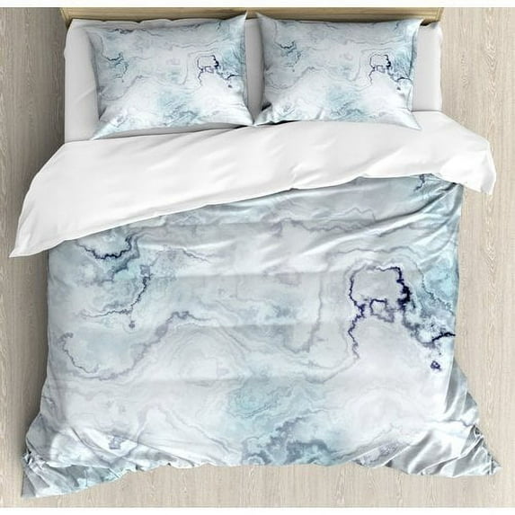 Ambesonne Marble Soft Toned Abstract Hazy Wavy Pattern with Ottoman Influences Duvet Cover Set