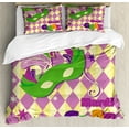thumbnail image 1 of Ambesonne Mardi Gras Duvet Cover Sets, Stars Graphic, 2-Queen, Pink Yellow Green, 1 of 6