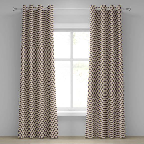 Ambesonne Mardi Gras Grommet Curtain, Traditional Carnival, 50" x 72", Purple Yellow Green