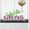thumbnail image 1 of Ambesonne Mardi Gras Kitchen Curtains, Cartoon Mardi Gras, 55"x39", Purple Green Yellow, 1 of 2