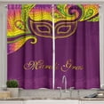 thumbnail image 1 of Ambesonne Mardi Gras Kitchen Curtains, Colorful Lace Style, 55"x45", Purple Yellow Green, 1 of 3