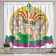 thumbnail image 1 of Ambesonne Mardi Gras Kitchen Curtains, Harlequin Lady Frame, 55"x39", Purple Yellow Green, 1 of 3