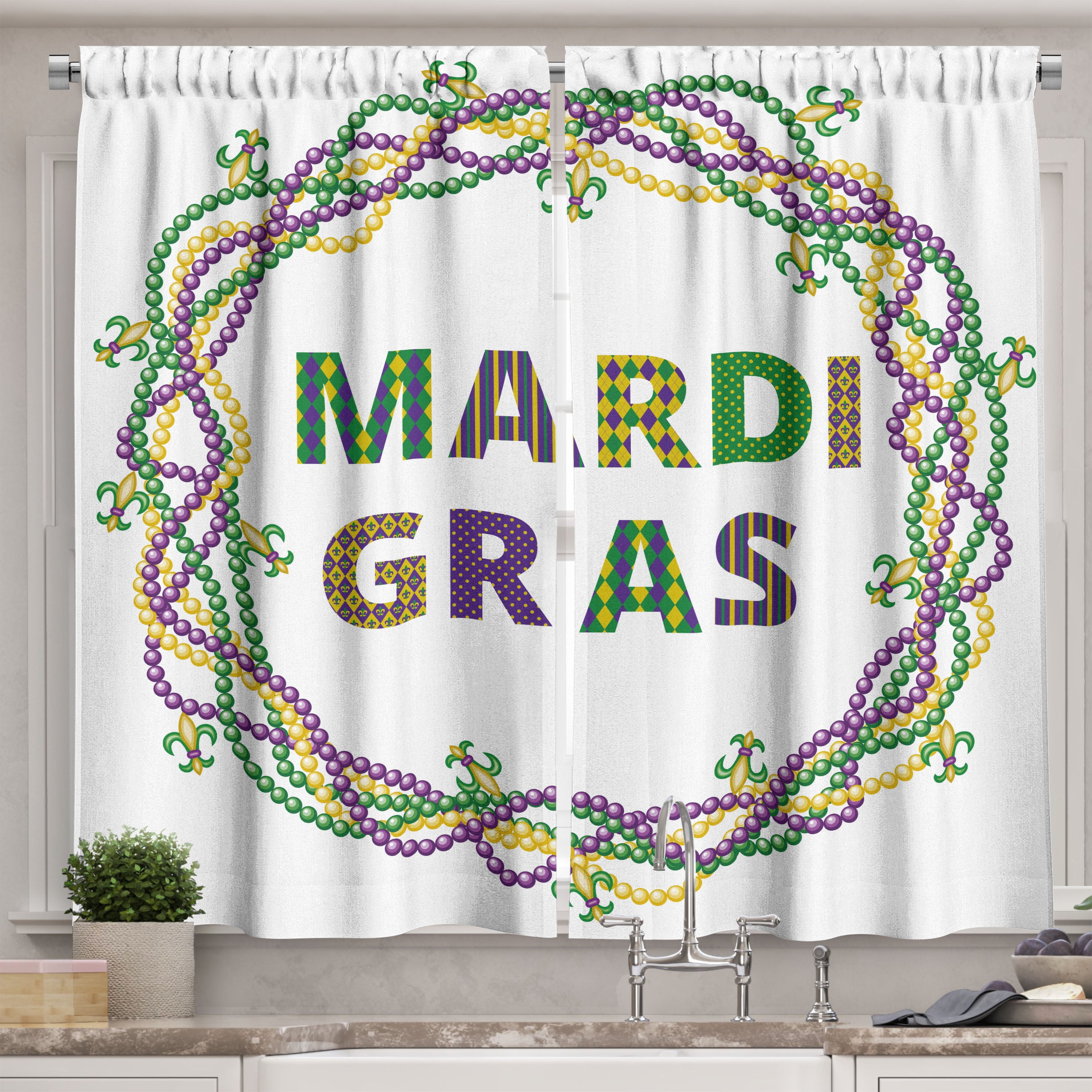 Mardi Gras Golden Feather Quilted Curtains NCU0LDH157