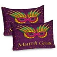 thumbnail image 1 of Ambesonne Mardi Gras Pillow Sham 2 Pack, Festival Stars Dots, 30"x20", Purple Orange Green, 1 of 3