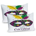 thumbnail image 1 of Ambesonne Mardi Gras Pillow Sham 2 Pack, Time to Carnival, 30"x20", Magenta Green Yellow, 1 of 3
