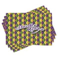 thumbnail image 1 of Ambesonne Mardi Gras Place Mats Set of 4, Hand Writing Design, Standard Size, Purple Green Yellow, 1 of 6
