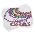 thumbnail image 1 of Ambesonne Mardi Gras Place Mats Set of 4, Party Beads Patterns, Standard Size, Multicolor, 1 of 6