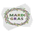 thumbnail image 1 of Ambesonne Mardi Gras Place Mats Set of 4, Vivid Beads Patterns, Standard Size, Purple Green Yellow, 1 of 6