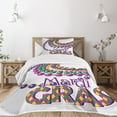 thumbnail image 1 of Ambesonne Mardi Gras Quilted Bedspread Set 2 Pcs, Party Beads Patterns, Twin Size, Multicolor, 1 of 5