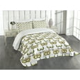 thumbnail image 1 of Ambesonne Mardi Gras Quilted Bedspread Set 3 Pcs, Pattern, Queen Size, Purple Green Yellow, 1 of 2