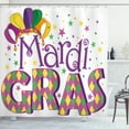 thumbnail image 1 of Ambesonne Mardi Gras Shower Curtain, Joyful Party Theme, 69"Wx84"L, Purple Yellow Green, 1 of 3