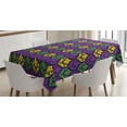 thumbnail image 1 of Ambesonne Mardi Gras Tablecloth Rectangular Table Cover, Antique Motifs Tile, 60"x90", Purple Green Yellow, 1 of 3