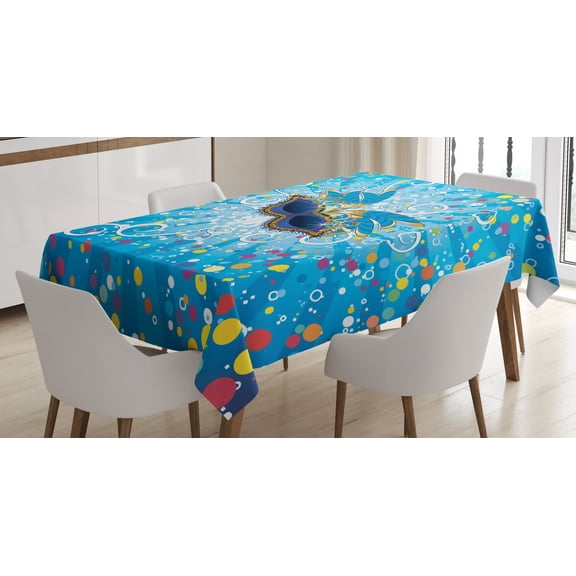 Ambesonne Mardi Gras Tablecloth Rectangular Table Cover, Colorful Dots Swirls, 60"x90", Multicolor