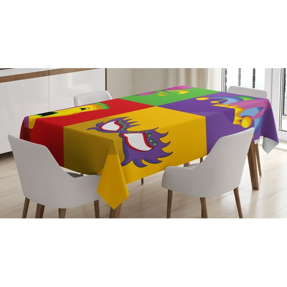 Ambesonne Mardi Gras Tablecloth Rectangular Table Cover, Colorful Frame, 60"x84", Multicolor