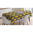 thumbnail image 1 of Ambesonne Mardi Gras Tablecloth Rectangular Table Cover, Hand Writing Design, 52"x70", Purple Green Yellow, 1 of 3