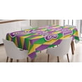 thumbnail image 1 of Ambesonne Mardi Gras Tablecloth Rectangular Table Cover, Word on Diamond Backdrop, 60"x90", Fern Green Marigold, 1 of 4