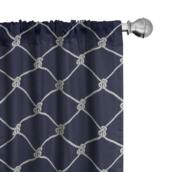 Ambesonne Marine 4-Panel Curtains, Classic Nautical Sea Sailing, 56"x95", Dark Blue White