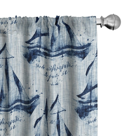 Ambesonne Marine Art Curtains, Vintage Sailing Boat, Pair of 28"x63", Pale Blue Indigo