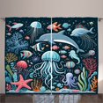 thumbnail image 1 of Ambesonne Marine Curtains 2 Panel Set, Multicolor Underwater Life, 108" x 84", Dark Petrol Blue, 1 of 2