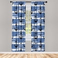thumbnail image 1 of Ambesonne Marine Curtains, Dots Horror Seaman Artwork, Pair of 28"x84", Dark Violet, 1 of 2
