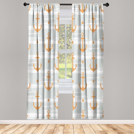 Ambesonne Marine Curtains, Dots Horror Seaman Artwork, Pair of 28"x84", Persian Orange