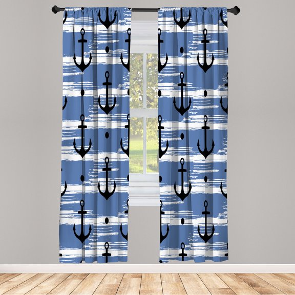 Ambesonne Marine Curtains, Dots Horror Seaman Artwork, Pair of 28"x95", Dark Violet