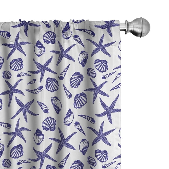 Ambesonne Marine Curtains, Vintage Shell Illustration, Pair of 28"x95", White Dark Lavender