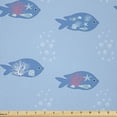 thumbnail image 1 of Ambesonne Marine Fabric by the Yard Microfiber, Fishes and Nautical Elements, 10 Yards, Pale Blue and Sea Blue, 1 of 2