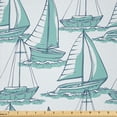 thumbnail image 1 of Ambesonne Marine Fabric by the Yard Microfiber, Sailboats Sketch on Sea Art, 10 Yards, Seafoam Dark Sky Blue, 1 of 1