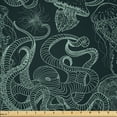 thumbnail image 1 of Ambesonne Marine Fabric by the Yard Microfiber, Underwater Tentacles Motif, 1 Yard, Dark Reseda Green Seafoam, 1 of 2