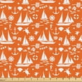 thumbnail image 1 of Ambesonne Marine Fabric by the Yard Upholstery, Sailboat Motifs Sea Animals, 3 Yards, Burnt Orange White, 1 of 5