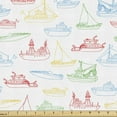 thumbnail image 1 of Ambesonne Marine Fabric by the Yard Upholstery, Various Nautical Vehicles, 2 Yards, Multicolor, 1 of 5