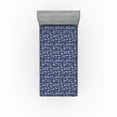 thumbnail image 1 of Ambesonne Marine Fitted Sheet, Bohemian Style Fish Print, Twin Size, Indigo and White, 1 of 5