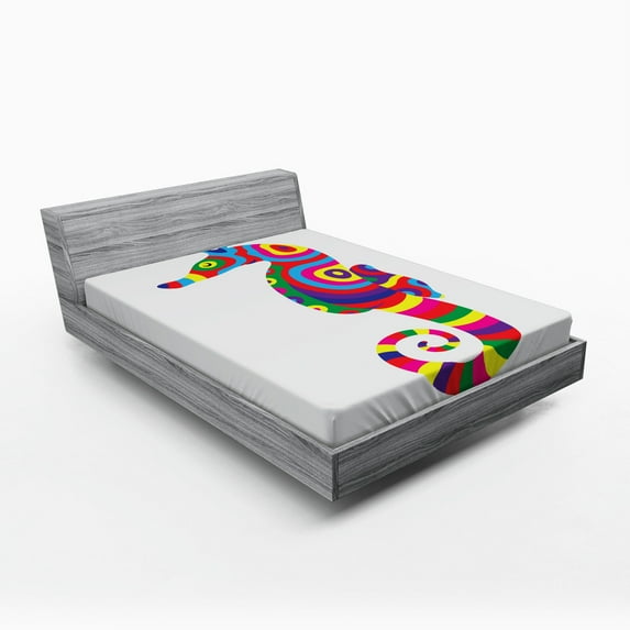 Ambesonne Marine Fitted Sheet, Funny Colorful Fauna, Queen Size, Multicolor