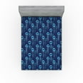 thumbnail image 1 of Ambesonne Marine Fitted Sheet, Pattern Nautical Jellyfish, California King, Sea Blue Indigo, 1 of 5