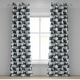 thumbnail image 1 of Ambesonne Marine Grommet Curtain, Ramp Fish Pattern Sea Back, 50"x120", White Dark Petrol Blue, 1 of 5