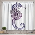thumbnail image 1 of Ambesonne Marine Kitchen Curtains, Boho Seahorse Tattoo, 55"x39", Dark Purple Pale Mauve, 1 of 2