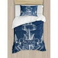 thumbnail image 1 of Ambesonne Marine Nautical Knot Compass Anchor Pattern Sea World Ocean Life Grunge Illustration Duvet Cover Set, 1 of 3