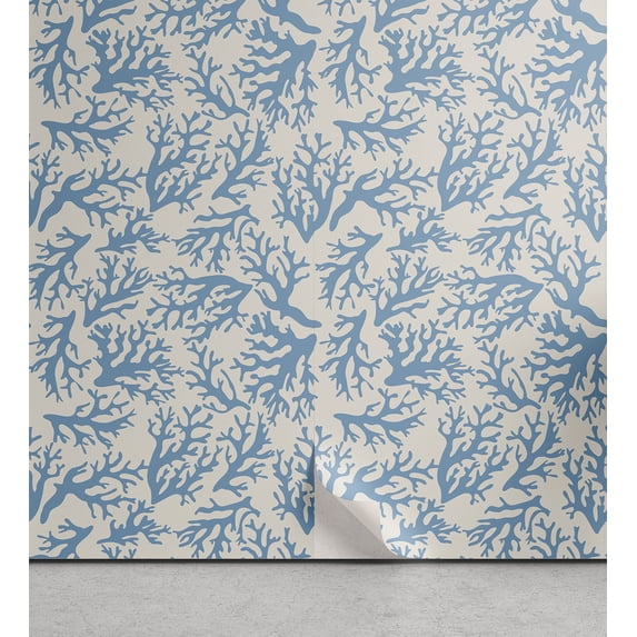 Ambesonne Marine Peel & Stick Wallpaper for Home, Coral Reef Art Illustration, 13"x36", Beige and Blue