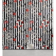 Ambesonne Marine Peel & Stick Wallpaper for Home, Nautical Theme with Stripes, 13"x72", Vermilion Black Off White