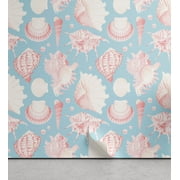 Ambesonne Marine Peel & Stick Wallpaper for Home, Ocean Sea Nautical Maritime, 13"x100", Pale Blue Pale Salmon