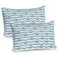 thumbnail image 1 of Ambesonne Marine Pillow Sham 2 Pack, Pattern Anchor Stripe, 26"x20", Turquoise Red, 1 of 3